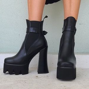 Black platform boots
